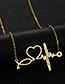 Fashion Golden Ecg Titanium Steel Openwork Necklace