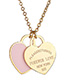 Fashion Red Heart-rose Gold Stainless Steel Double Heart Enamel Letter Necklace