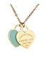 Fashion Green Heart-rose Gold Stainless Steel Double Heart Enamel Letter Necklace