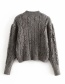 Fashion Gray Paneled V-neck Knitted Coat