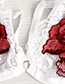 Fashion White + Red Lace Embroidered Flower Lingerie