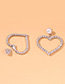 Fashion White K Love Heart Pierced Earrings With Diamonds