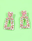 Fashion Color System Geometric Keystone Cutout Earrings With Diamonds