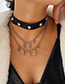 Fashion White K Pu Leather Diamond Metal Stud Alphabet Necklace Set