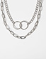 Fashion White K Double Ring Large Circle U-shaped Suit Necklace