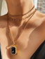 Fashion Golden U-shaped Geometric Multilayer Necklace With Diamond Resin