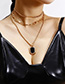 Fashion Golden U-shaped Geometric Multilayer Necklace With Diamond Resin