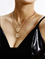 Fashion Golden Portrait Embossed Rose Geometric Multilayer Necklace