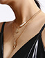 Fashion Golden Round Imitation Pearl Embossed Geometric Multilayer Necklace