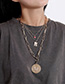 Fashion Golden Portrait Three-dimensional Geometric Love Contrast Color Multi-layer Embossed Necklace