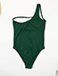 Fashion Green One Shoulder Striped One Piece Swimsuit