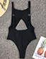 Fashion Black Hollow Zip Leak Back One-piece Swimsuit