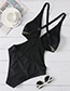 Fashion Black Printed V-neck Cutout Back Swimsuit