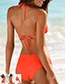 Fashion Orange V-neck Cutout Leak Back One-piece Swimsuit