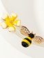 Fashion Yellow Asymmetric Flower Painting Bee Earrings With Diamonds