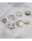 Fashion Silver Alloy Set Shell Geometric Openwork Ring Set