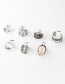 Fashion Silver Alloy Set Shell Geometric Openwork Ring Set