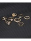 Fashion Golden Diamond Star Moon Cutout Geometric Gloss Ring Set