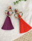 Fashion Purple Alloy Rhinestone Love Tassel Earrings