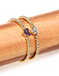 Fashion Blue Gold-plated Beaded Brass Bracelet With Micro Diamonds