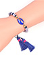 Fashion Royal Blue Drip Shell Contrast Soft Clay Hand-woven Tassel Bracelet