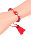 Fashion Red Drip Shell Contrast Soft Clay Hand-woven Tassel Bracelet