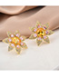 Fashion Yellow Geometric Flower Stud Earrings With Diamonds