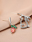 Fashion Silver Rabbit And Carrot Asymmetric Earrings With Crystals And Diamonds
