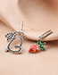 Fashion Silver Rabbit And Carrot Asymmetric Earrings With Crystals And Diamonds