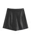 Fashion Black Faux Leather Pleated Short Skirt