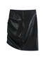 Fashion Black Ruched Faux Leather Miniskirt