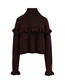 Fashion Brown Jacquard Embroidered Layered Ruffle Sweater