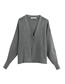 Fashion Gray Breasted V-neck Rib Coat