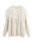 Fashion White Stacked Ruffled Patchwork Loose Sweater