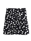 Fashion Black Dots Polka-dot Printed Ruched High-waist Skirt