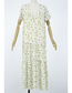 Fashion White Ruffled Floral V-neck Patchwork Split Maxi Dress