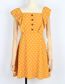 Fashion Yellow Polka-dotted Ruffled Square Neck Sleeveless Short Dress