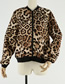 Fashion Black Leopard Print Stand-up Collar Leopard Print Cardigan Baseball Jacket Thin Coat