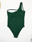 Fashion Green One Shoulder Special Stripe One Piece Swimsuit