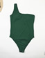 Fashion Green One Shoulder Special Stripe One Piece Swimsuit