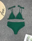 Fashion Green High Waist Split Swimsuit With Bow Straps