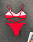 Fashion Red Bandage Pleated Rope Cutout Split Swimsuit