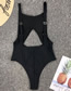 Fashion Black Hollow Zip Leak-back One-piece Swimsuit
