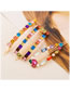 Fashion Color Geometric Alloy Glass And Pearl Hollow Hairpin Set