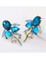 Fashion Blue Multilayer Alloy Earrings With Glass And Diamonds