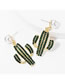 Fashion Black Alloy Diamond Cactus Pearl Stud Earrings