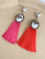 Fashion Red Alloy Pearl Round Bee Stud Earrings