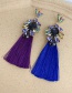 Fashion Royal Blue Alloy Rhinestone Drop Fringe Stud Earrings
