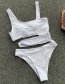 Fashion White Wave Point Polka-dot Print Cutout Strap Stitching One-piece Swimsuit