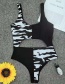 Fashion Black Camouflage Stitched Printed One-piece Swimsuit